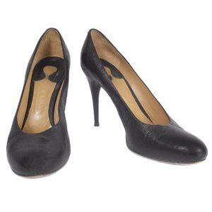 CHLOE Black Grain Leather Rounded Toe Classic Pumps Size Women’s 10